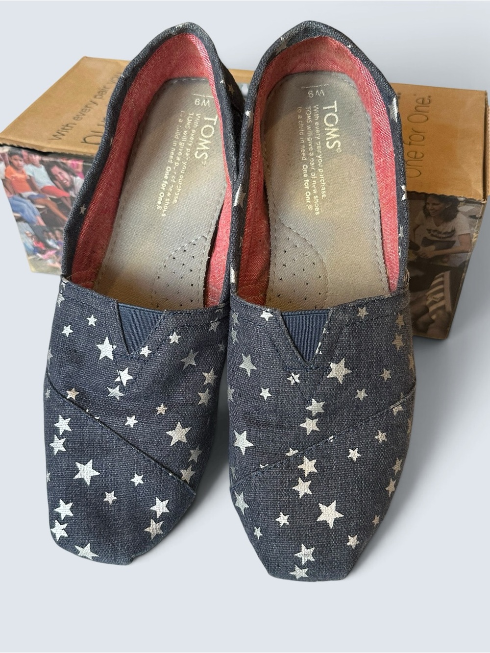 TOMS Women's Slip On Classics Navy Stars 9 - Picture 4 of 8